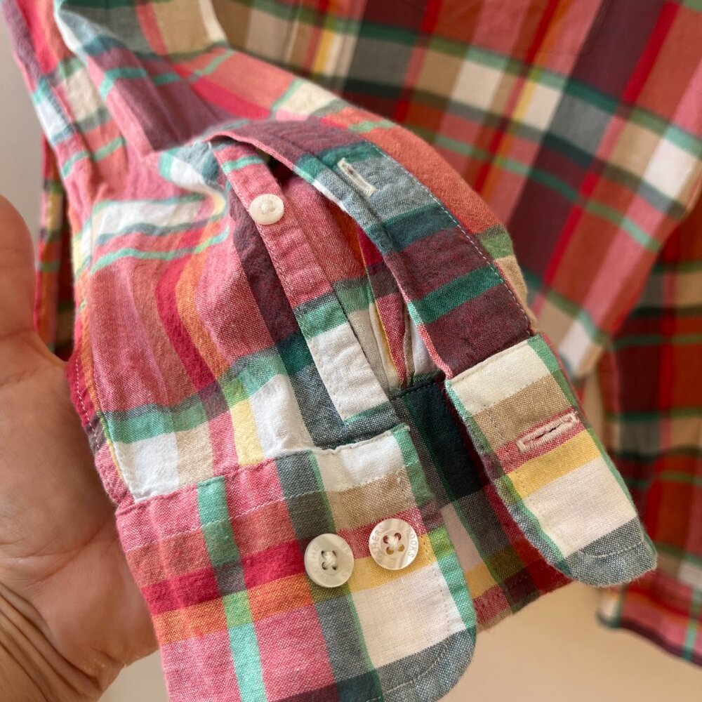 Brooks Brothers Sz L Red Fleece Plaid Button Down Shirt‎ Chest Pocket - Picture 7 of 8